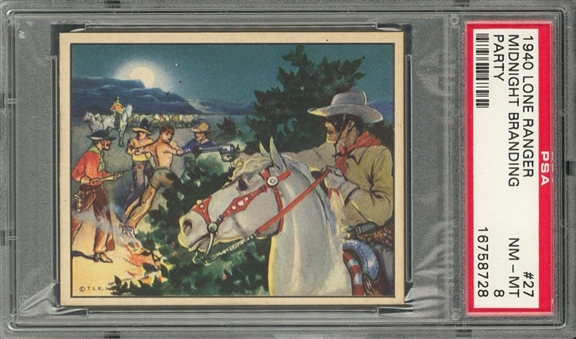 1940 R83 Gum, Inc. "Lone Ranger" #27 "Midnight Branding Party" – PSA NM-MT 8